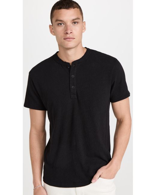 Rag & Bone Black Classic Short Sleeve Henley for men