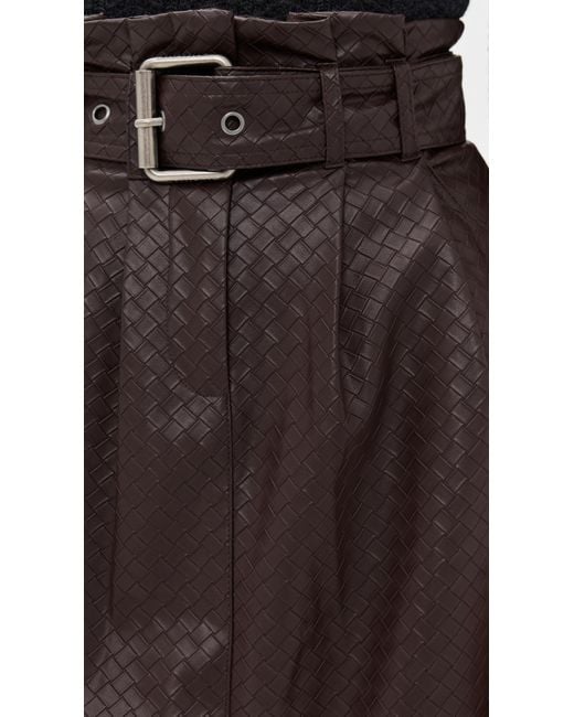 ROTATE BIRGER CHRISTENSEN Black Midi Paper Waist Skirt