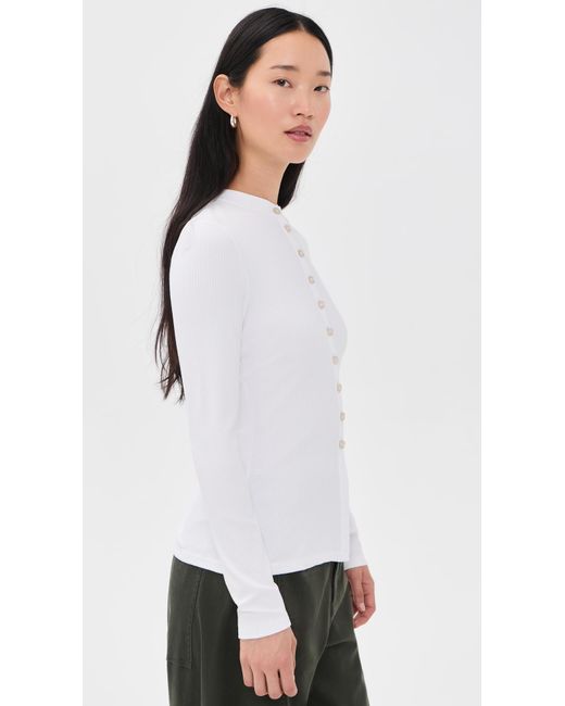 ALIGNE White Daphne Ribbed Top