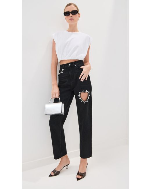 Area Black Crystal Heart Jeans