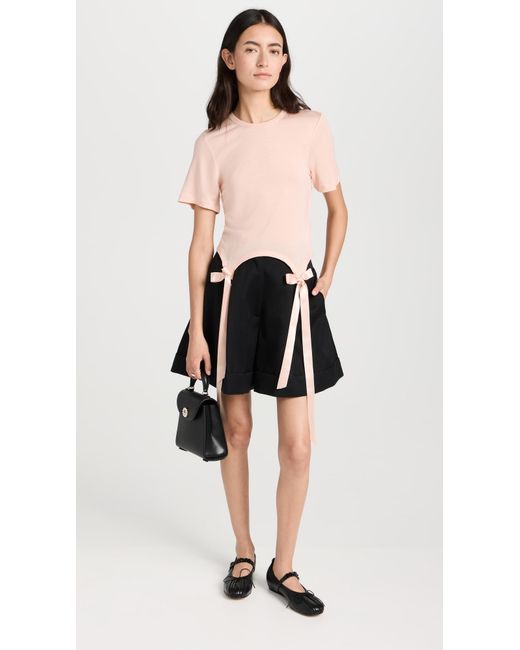 Simone Rocha Black Easy T-shirt With Bow Tails