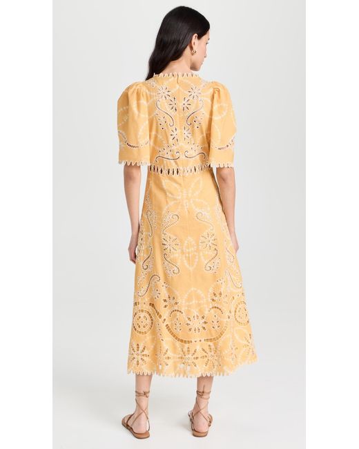 Sea Yellow Liat Embroidery Short Sleeve Dress