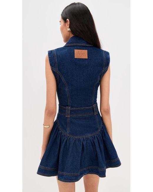 Aje. Elena Belted Denim Mini Dress in Blue | Lyst