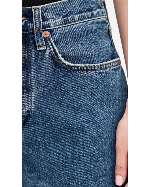 Re/done Blue Mid Rise Boy Shorts