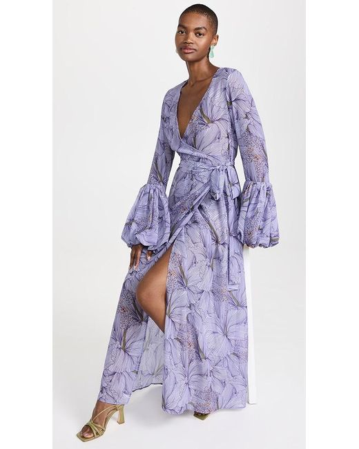 Fe Noel Purple Puff Sleeve Wrap Dress