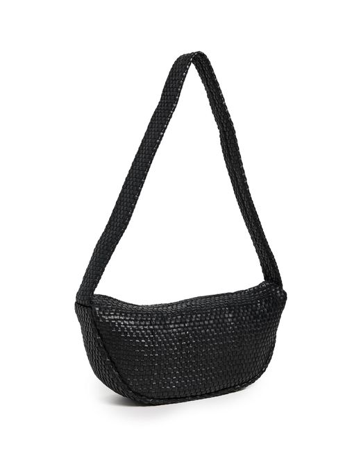 St. Agni Black Lattice Weave Crescent Bag