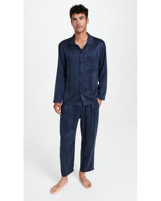 Lunya Blue Washable Silk Button Up Set for men