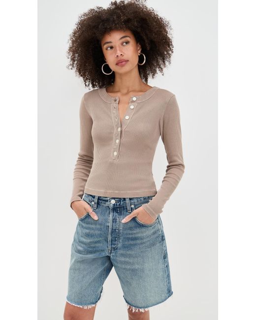 Citizens of Humanity Women's Blue Varra Henley Shirt