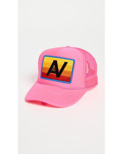 Aviator Nation Pink Logo Rainbow Vintage Low Rise Trucker Hat