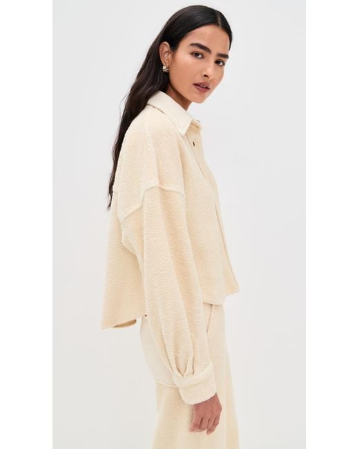 Les Tien Natural Alison Oversized Crop Button Up