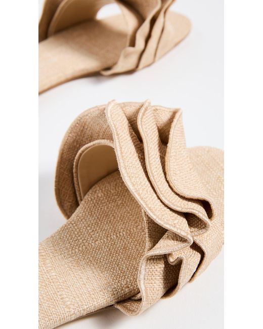 Larroude Natural Ivy Ruffle Sandals