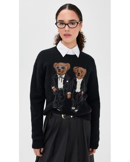 Polo Ralph Lauren Black Wool Blend Long Sleeve Crew Neck Sweater