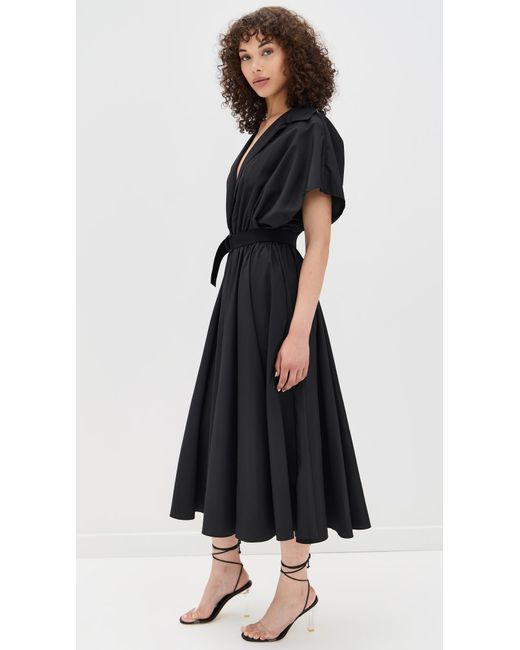 Norma Kamali Belted Flared Midi Shirt Dress in Black | Lyst Canada