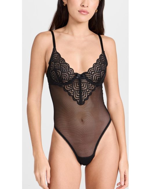 Hanky Panky Black Trappy Ace Underwire Thong Teddy Back