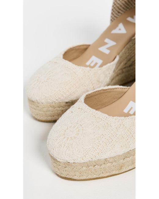 Manebí White Wedge Crochet Espadrilles