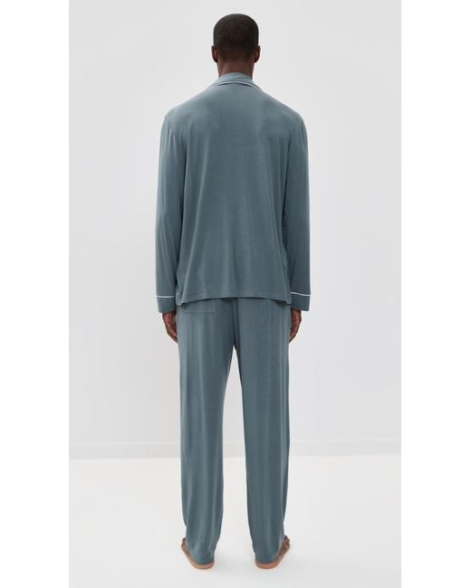 Eberjey Blue William Long Pajama Set for men