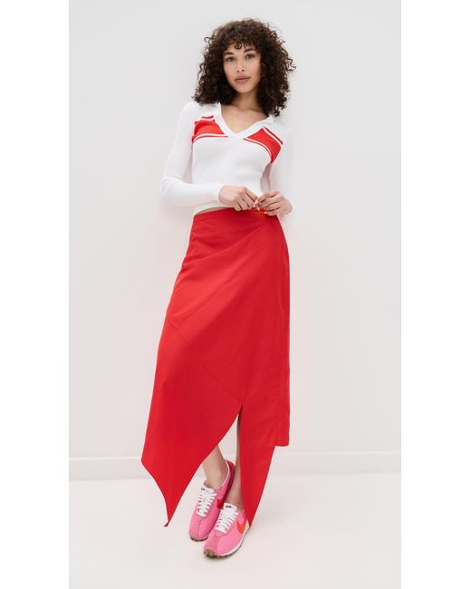 MSGM Red Long Sleeve Collar Pullover Polo With Stripe