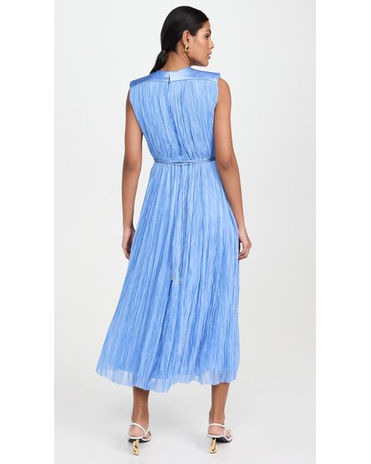 Aje. Blue Solstice Pleated Midi Dress