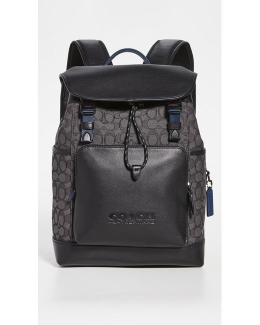 COACH League Flap Backpack in Charcoal/Black (Black) - Lyst