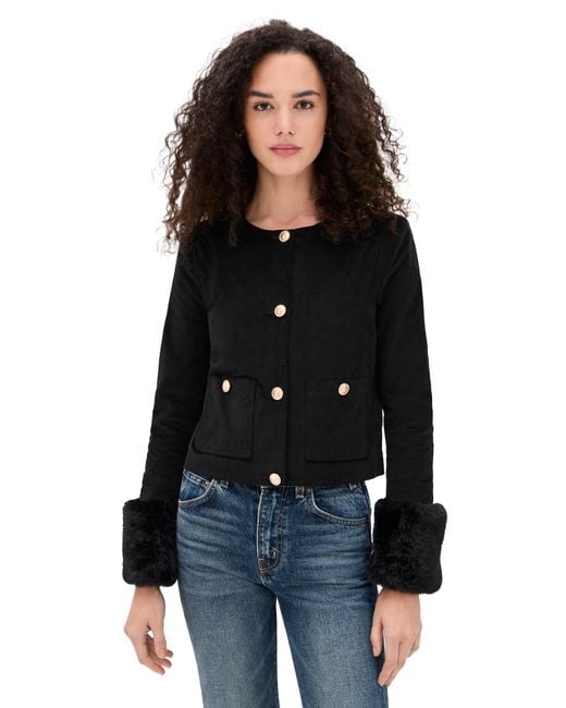 Wayf Black Fur Trim Jacket