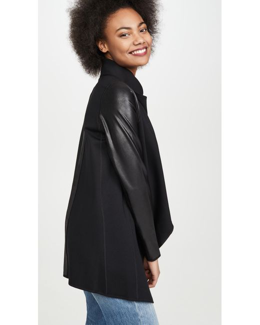 Spanx Black Faux Leather Convertible Jacket