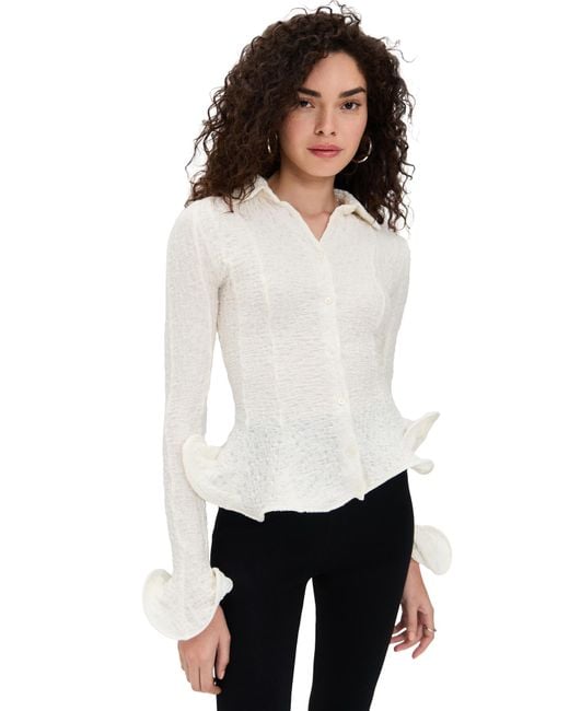 MSGM White Cardigan With Flutter Detail
