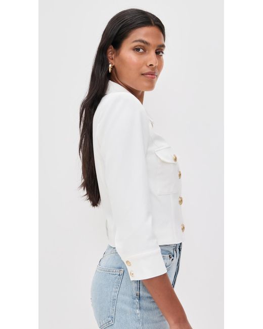 L'Agence White Kumi Cropped Fitted Jacket