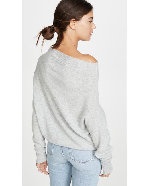Brochu Walker Lori Off Shoulder Cashmere Sweater in Gray | Lyst