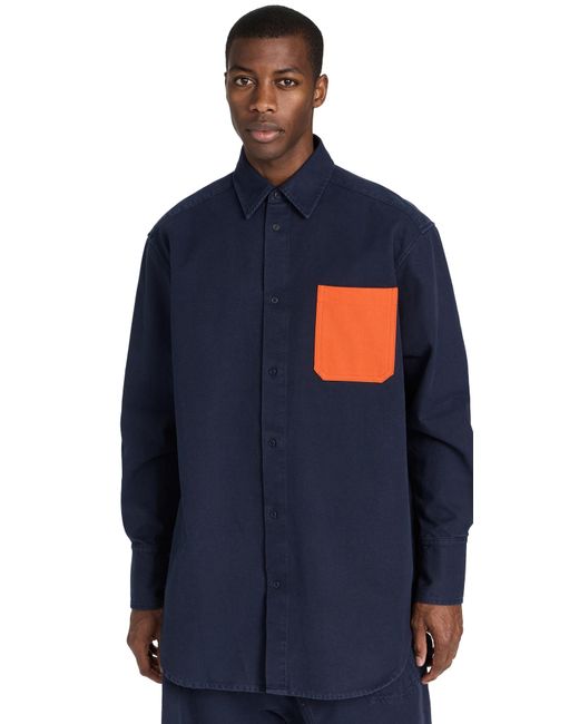 J.W. Anderson Blue Oversized Contrast Pocket Shirt for men