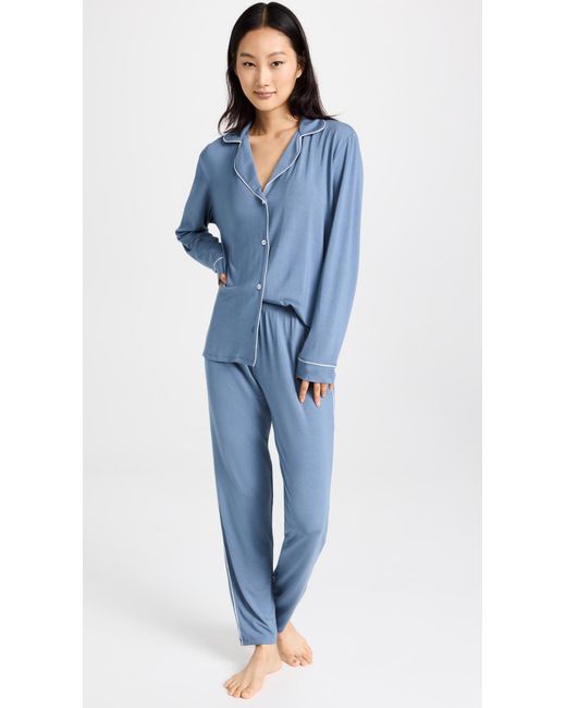 Eberjey Synthetic Gisele The Tuxedo Slim Pj Set in Blue Lyst