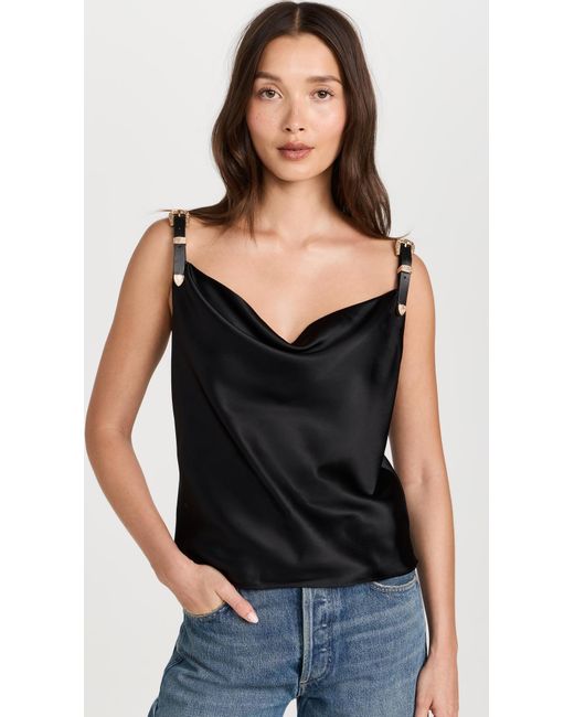 L'Agence Black Lux Buckle Strap Cowl Tank