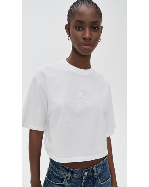 Anine Bing Myers Cropped Tee in White | Lyst Canada