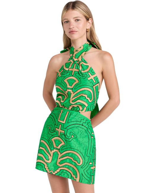 Johanna Ortiz Green Rainforest Power Mini Dress