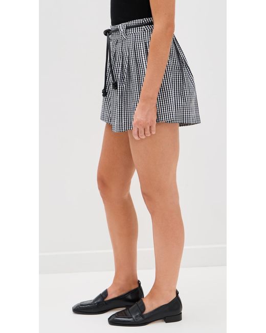Sea Blue Neci Gingham Shorts With Belt