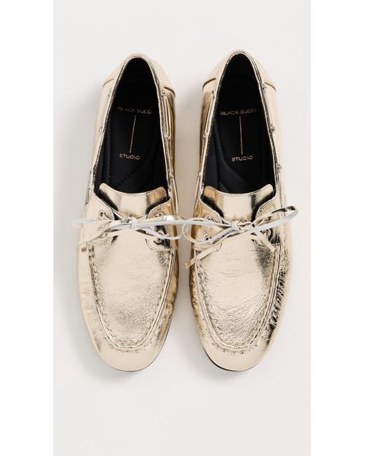 Black Suede Studio White Davy Flats