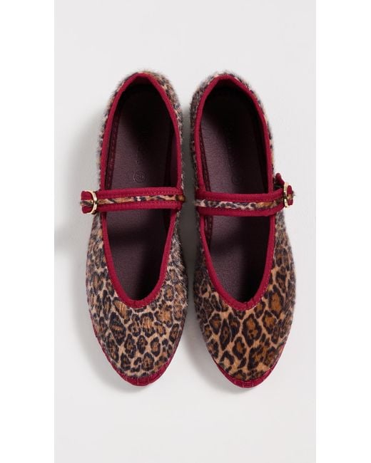 Flabelus Red Pierre Leopard Mary Jane Flats