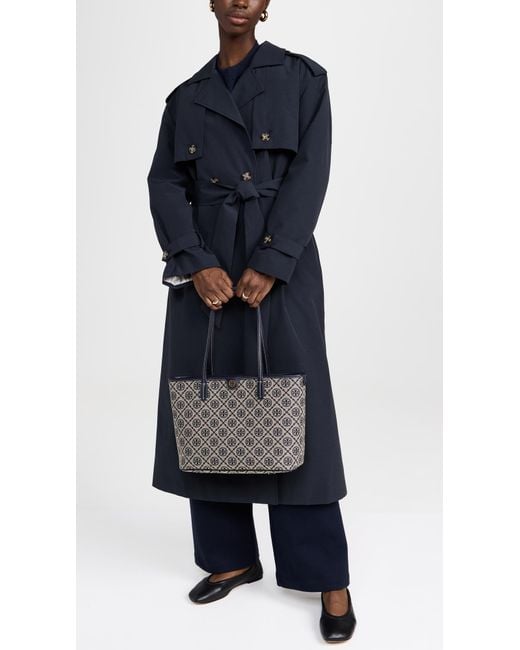 Tory Burch Black T Monogram Small Zip Tote