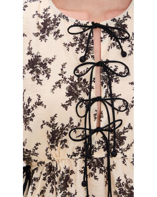 Sea Natural Joan Print Tie Front Top