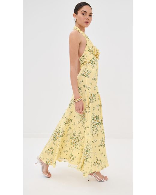 【RODARTE】 2022ss YELLOW silk dress Our sold out SS25's Yellow Daisy Printed Silk Halter Dress