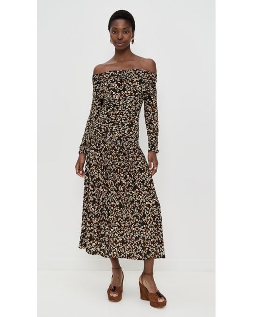 Farm Rio Multicolor Tiny Flowers Long Sleeve Maxi Dress
