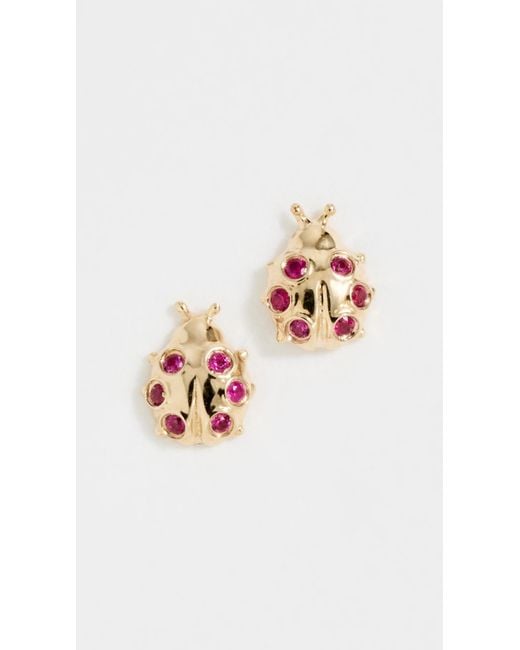 Sydney Evan Multicolor 14K Tiny Ladybug Studs