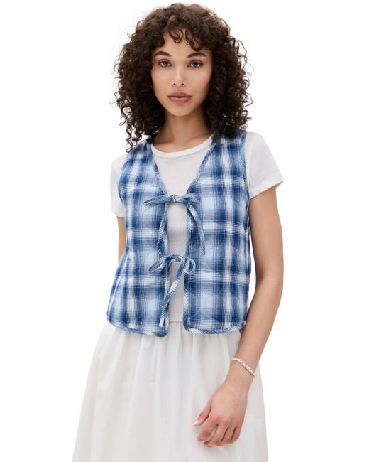 ALIGNE Blue Mario Tie Front Waistcoat