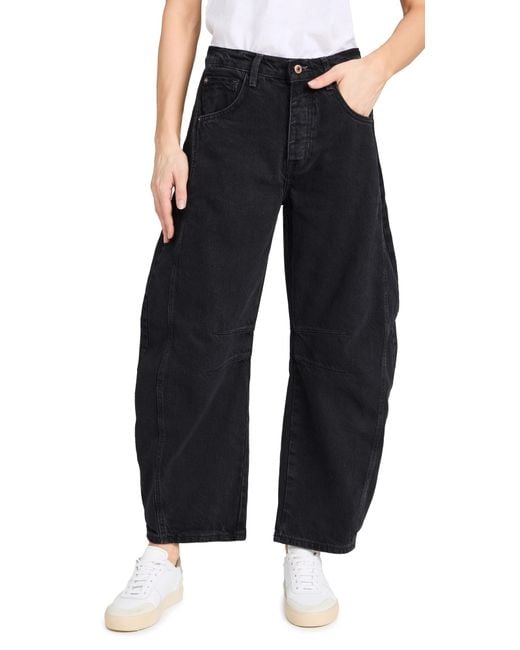 Free People Black We The Free Good Luck Mid-rise Barrel Jeans