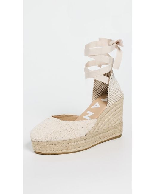 Manebí White Wedge Crochet Espadrilles