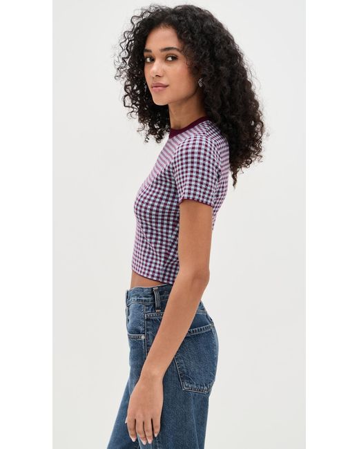 Le Bos Multicolor Gingham Knit Tee
