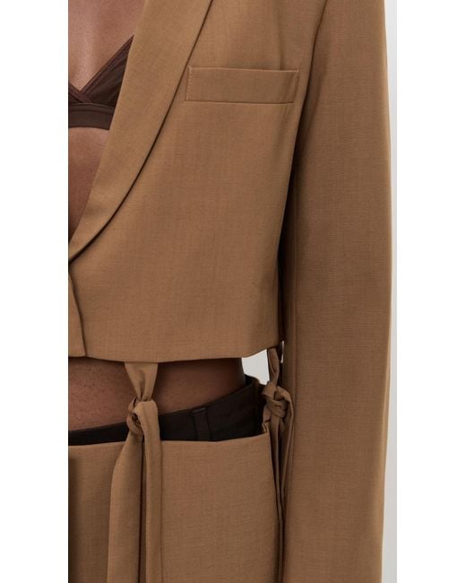 MEIMEIJ Brown Cutout Blazer