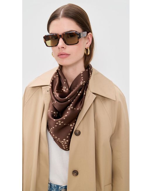Rag & Bone Brown Pearly Button Silk Scarf