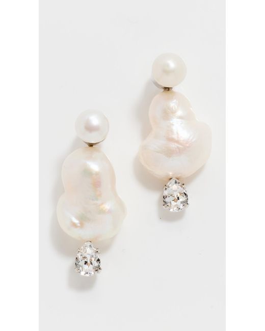 Simone Rocha White Crystal & Peanut Pearl Earrings