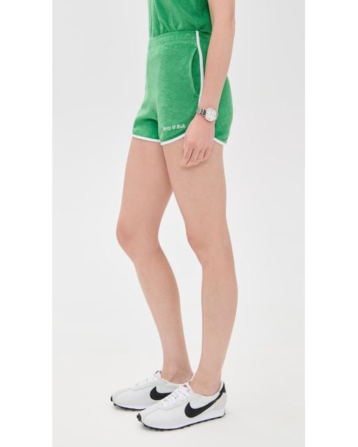 Sporty & Rich Green Italic Logo Terry Shorts