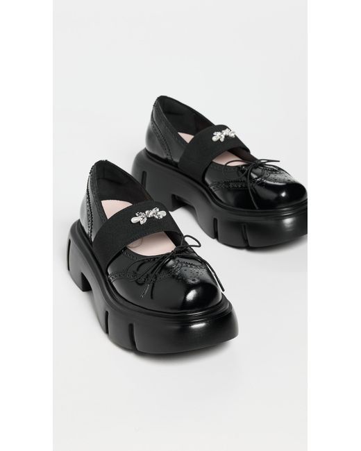 Simone Rocha Black Embellished Platform Ballet Brogues